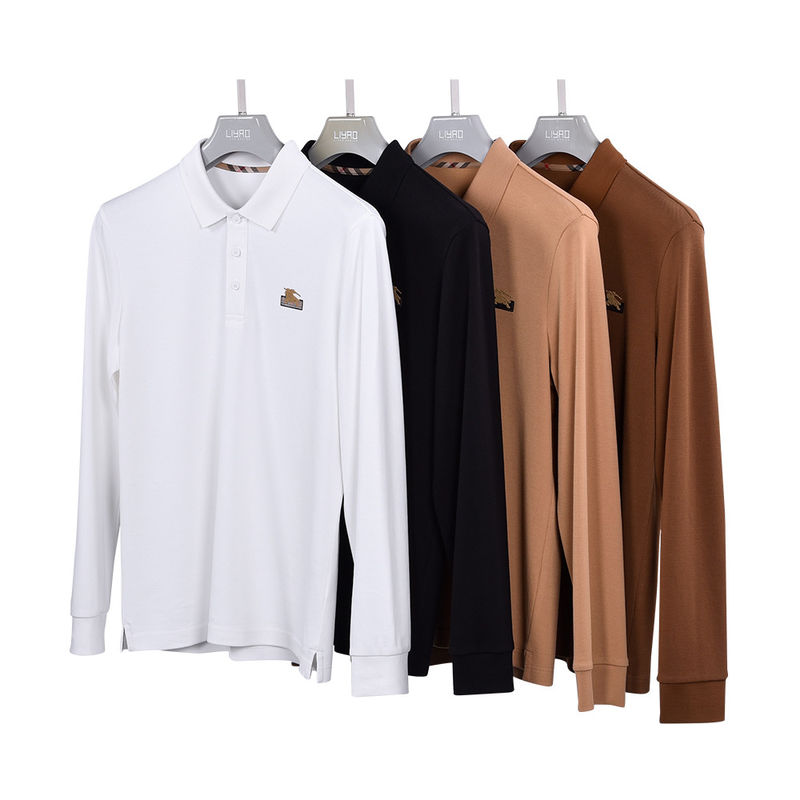 맞춤형 로고 인쇄 100%남자 소년을 위한 백색 복식 장袖 폴로 셔츠
