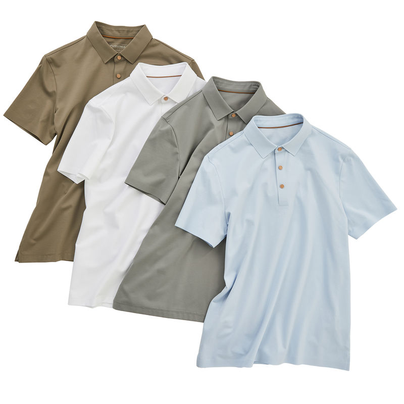 100% 면공 평면 장袖 남성 폴로 티셔츠 사용자 지정 로고 및 버튼 폐쇄