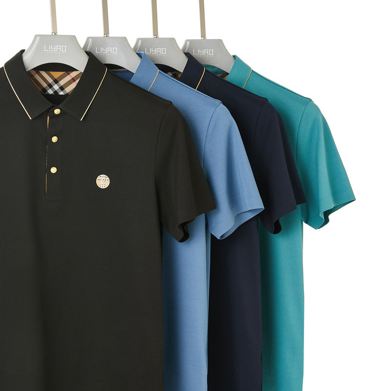 Black Polo Custom Logo Printing 및 호흡이 가능한 천으로 된 남성 단袖 셔츠