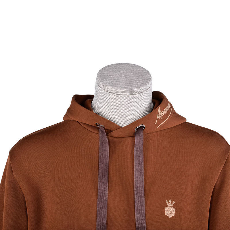 브라운 면화 엮은 빈티지 후디 스위터 400gsm