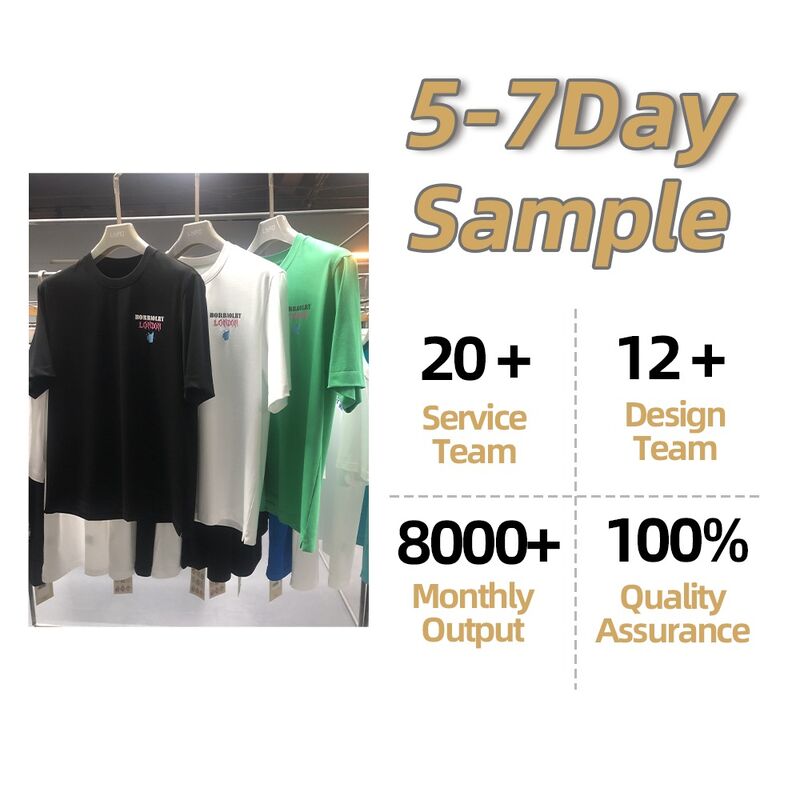 공장 핫 판매 로고 수직 프린트 가중 중형 하트 어깨 검은색 흰색 남성 티셔츠