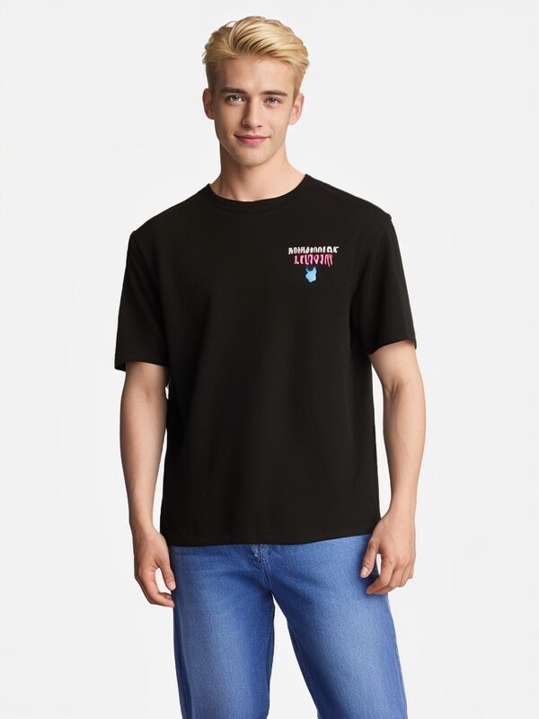 공장 핫 판매 로고 수직 프린트 가중 중형 하트 어깨 검은색 흰색 남성 티셔츠