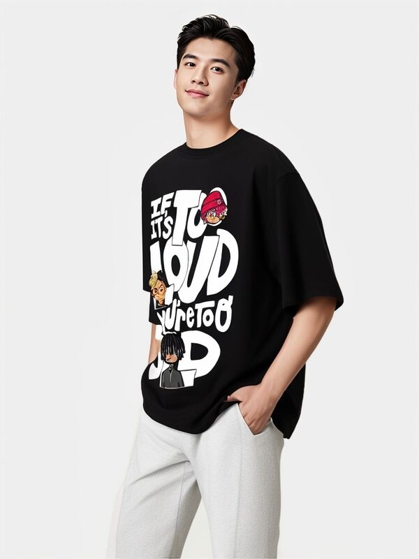 100% 면 오버사이즈 산성 워싱 남성 티셔츠 빈티지 티 커스텀 로고 짧은 긴 길이 클래식 넥 칼라 선 페이드 디자인