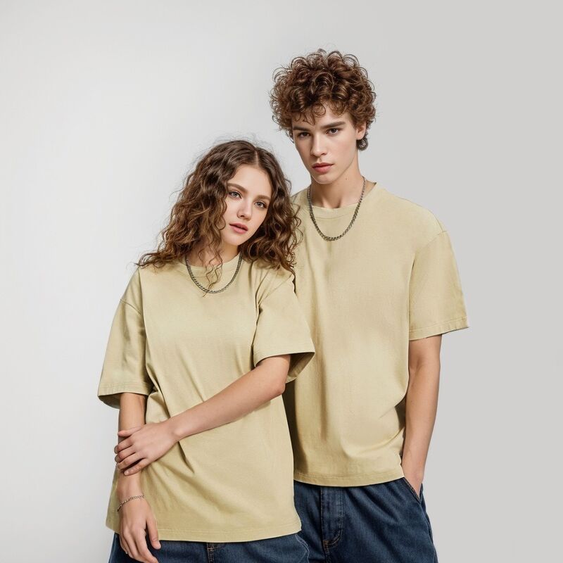 맞춤 제작 남성용 무지 티셔츠 고품질 헤비웨이트 골지 크루넥 티셔츠 남성용