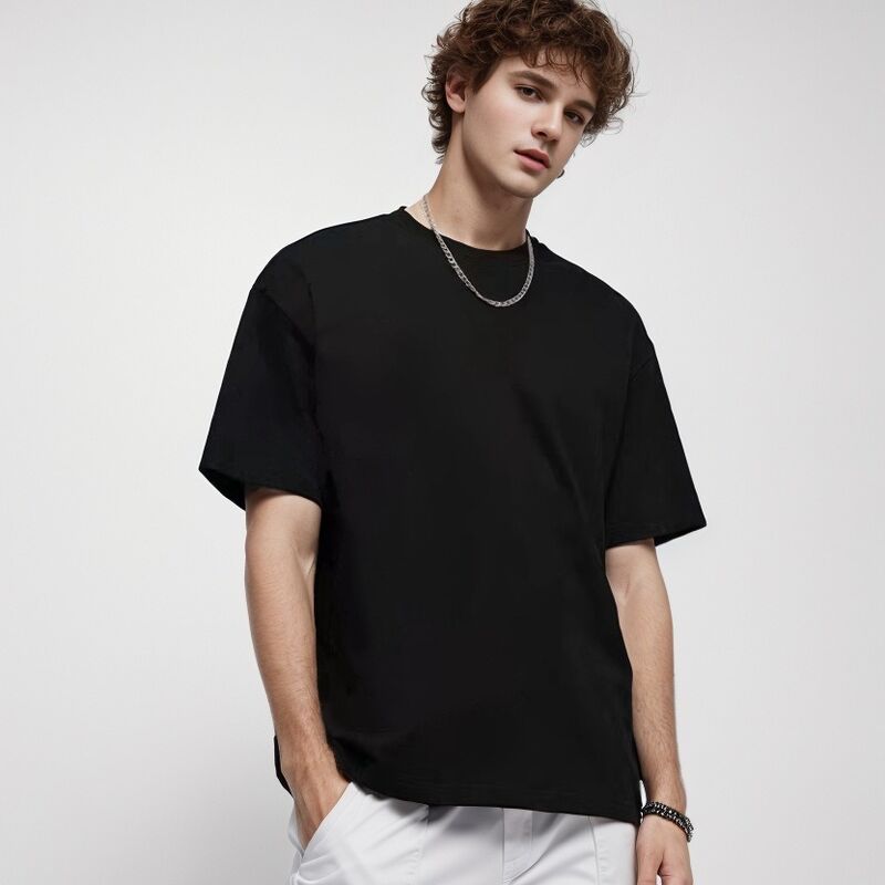 맞춤 제작 남성용 무지 티셔츠 고품질 헤비웨이트 골지 크루넥 티셔츠 남성용