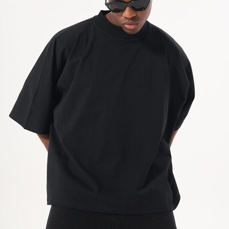 의류 제조업체 맞춤형 220 Gsm 티셔츠 중형 비늘 없는 티셔츠 상자 크로프 티셔츠