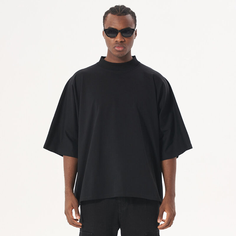 의류 제조업체 맞춤형 220 Gsm 티셔츠 중형 비늘 없는 티셔츠 상자 크로프 티셔츠