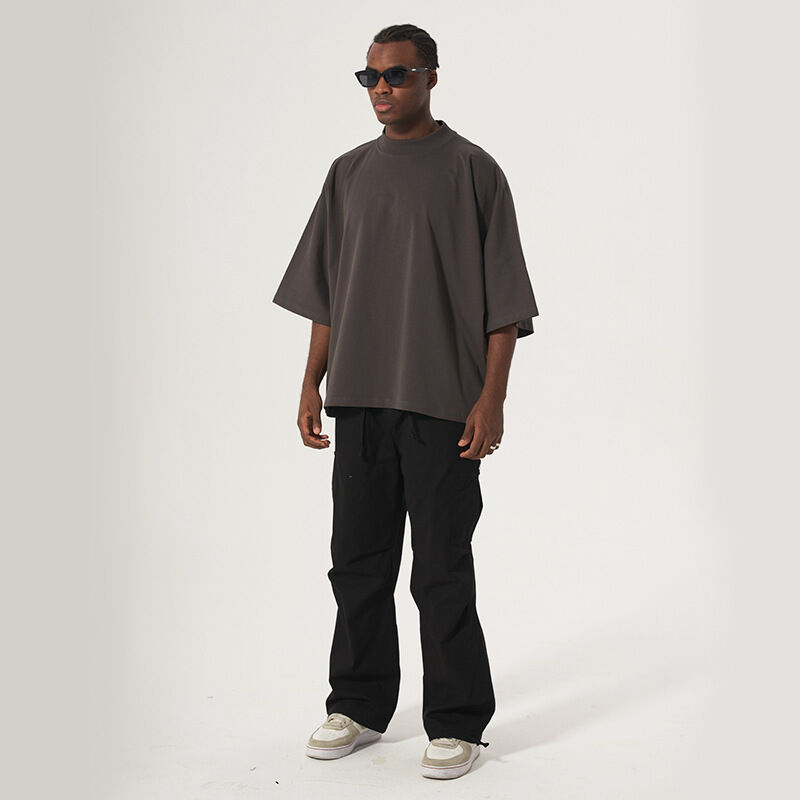 의류 제조업체 맞춤형 220 Gsm 티셔츠 중형 비늘 없는 티셔츠 상자 크로프 티셔츠