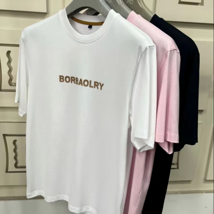 DTG 기술로 맞춤 로고를 인쇄한 남성용 고품질 레귤러 핏 반팔 티셔츠