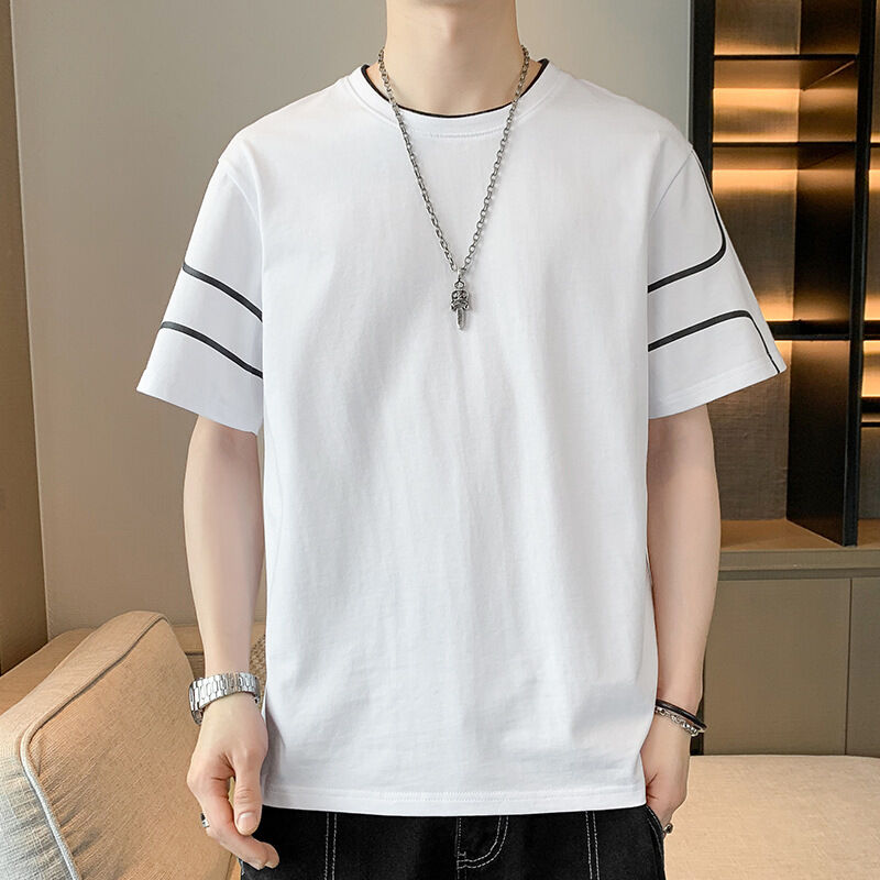 남성용 루즈핏 반팔 여름 티셔츠, 맞춤 로고 자수 및 프린트 디자인