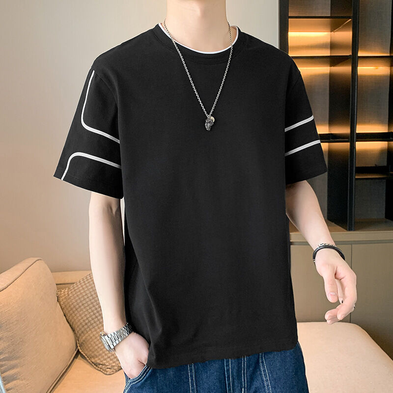 남성용 루즈핏 반팔 여름 티셔츠, 맞춤 로고 자수 및 프린트 디자인