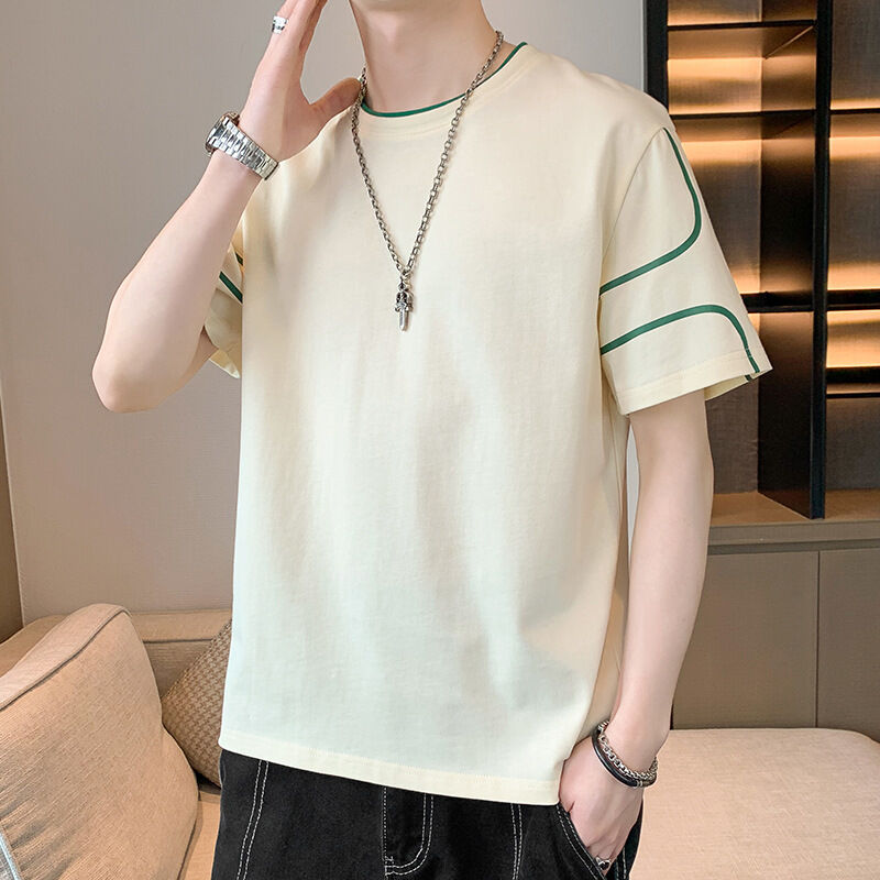 남성용 루즈핏 반팔 여름 티셔츠, 맞춤 로고 자수 및 프린트 디자인