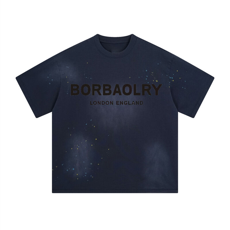 고품질 중량급 괴로운 남성의 박스 티셔츠 산성 세탁 과대 크기의 티셔츠 커스텀 절단 티셔츠 남성