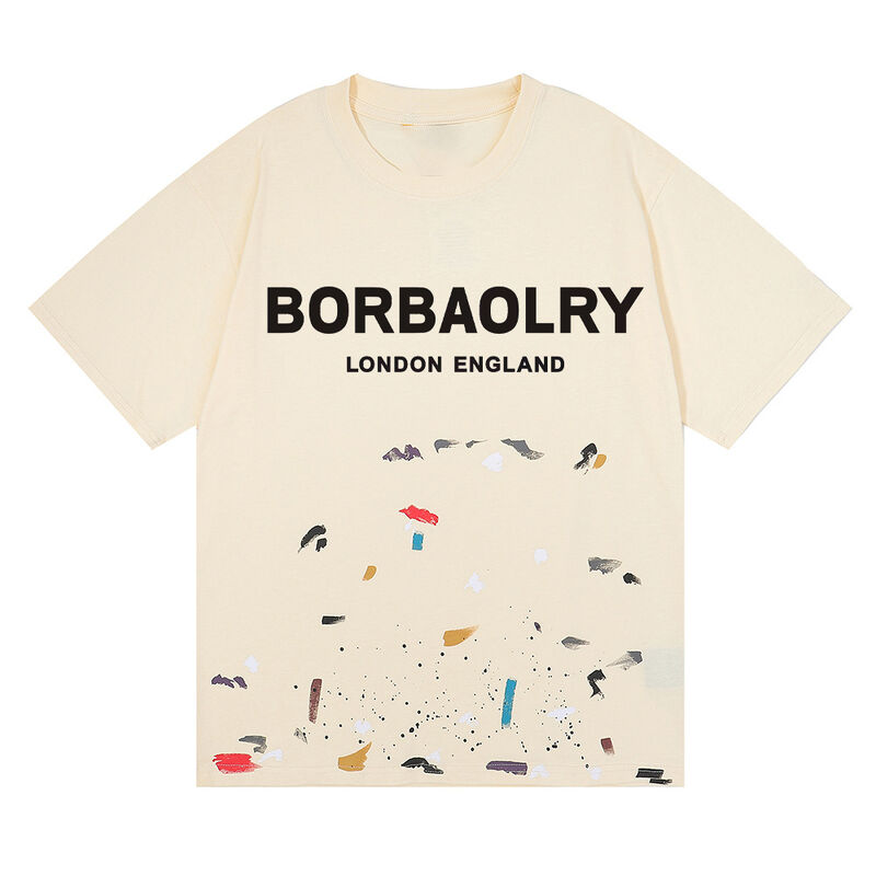 커스텀 남성용 애시드 워싱 티셔츠 갤러리 스트릿웨어 그래피티 페인트 스플래쉬 코튼 도매 솔리드 패턴 니트