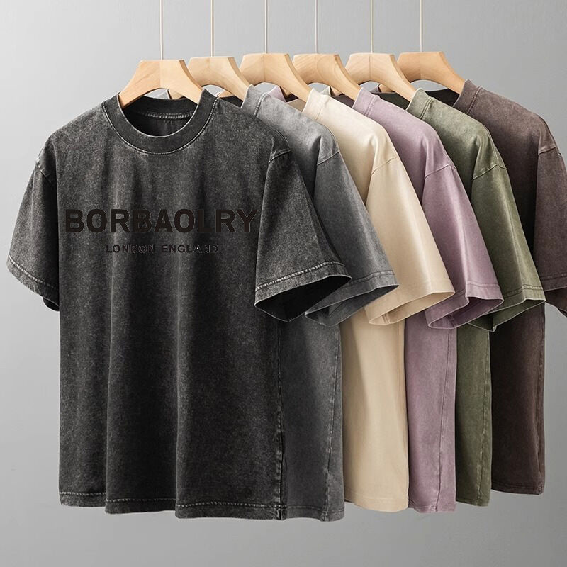 맞춤 로고 최고 품질 면 산성 워싱 티셔츠 오버사이즈 레트로 미네랄 디지털 프린팅 헤비웨이트 빈티지 티셔츠