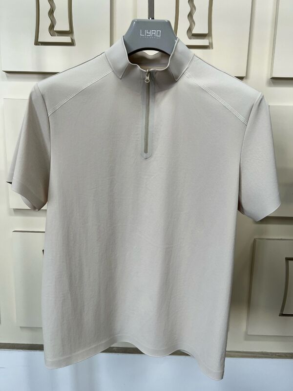 남성용 하이넥 반팔 티셔츠, 신축성, 속건성, 통기성 원단, 아웃도어 스포츠 티셔츠