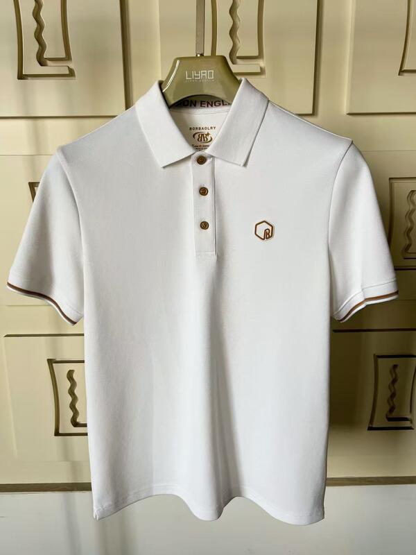 프리미엄 남성 폴로 셔츠 클래식 칼라 다채로운 레인지 섬세한 디테일 텍스처 실리콘 로고 고급 남성 폴로 티셔츠