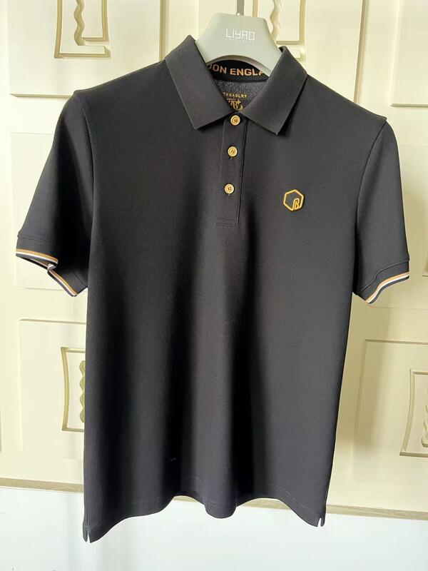 프리미엄 남성 폴로 셔츠 클래식 칼라 다채로운 레인지 섬세한 디테일 텍스처 실리콘 로고 고급 남성 폴로 티셔츠