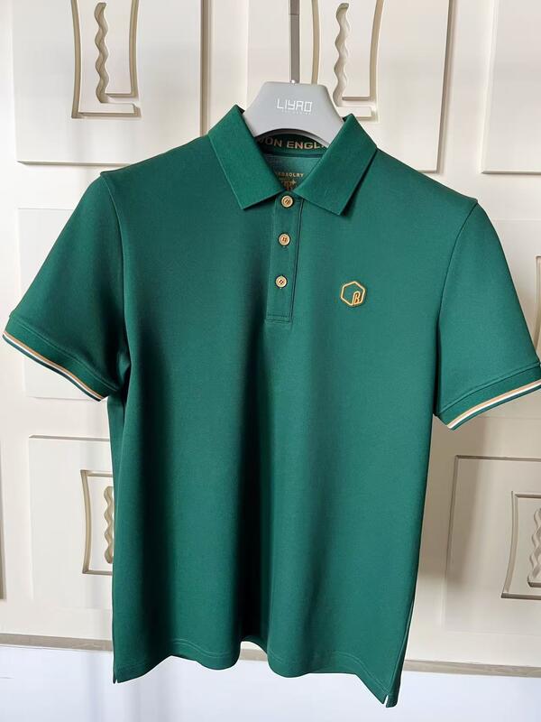 프리미엄 남성 폴로 셔츠 클래식 칼라 다채로운 레인지 섬세한 디테일 텍스처 실리콘 로고 고급 남성 폴로 티셔츠