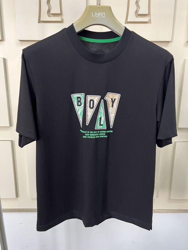 남성 크루 목 단袖 티셔츠, 트렌디 그래픽 프린트 및 수직 티셔츠 다채색 캐주얼 100% 면화 티셔츠 남성