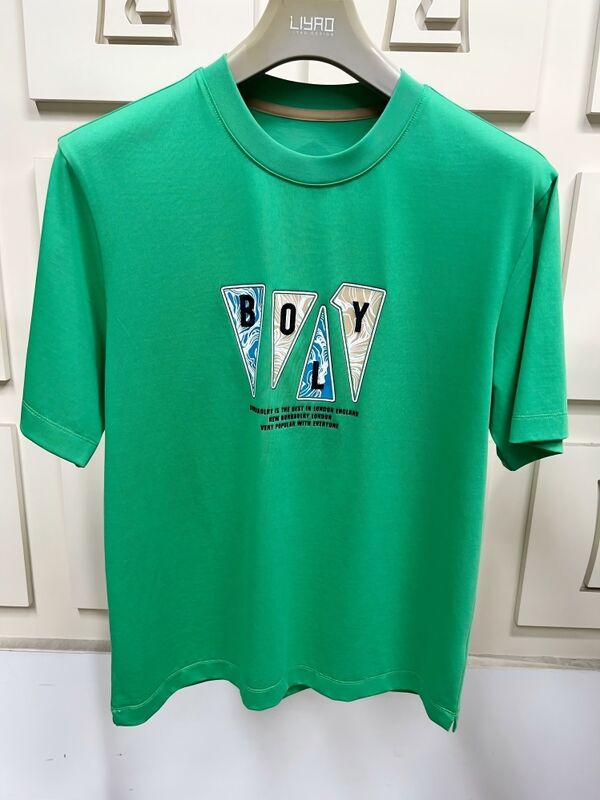 남성 크루 목 단袖 티셔츠, 트렌디 그래픽 프린트 및 수직 티셔츠 다채색 캐주얼 100% 면화 티셔츠 남성