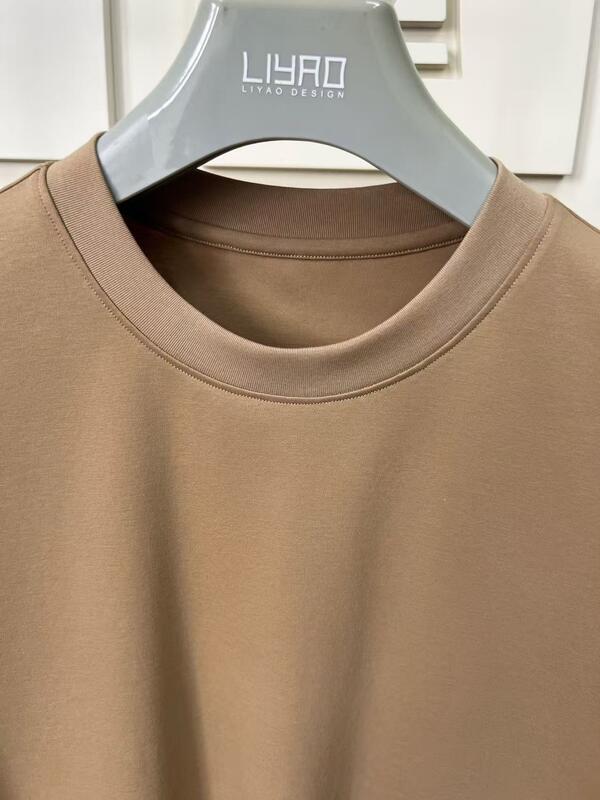 맞춤형 남성 루즈핏 반팔 상의 편안한 빈티지 스타일 심플 단색 캐주얼 웨어