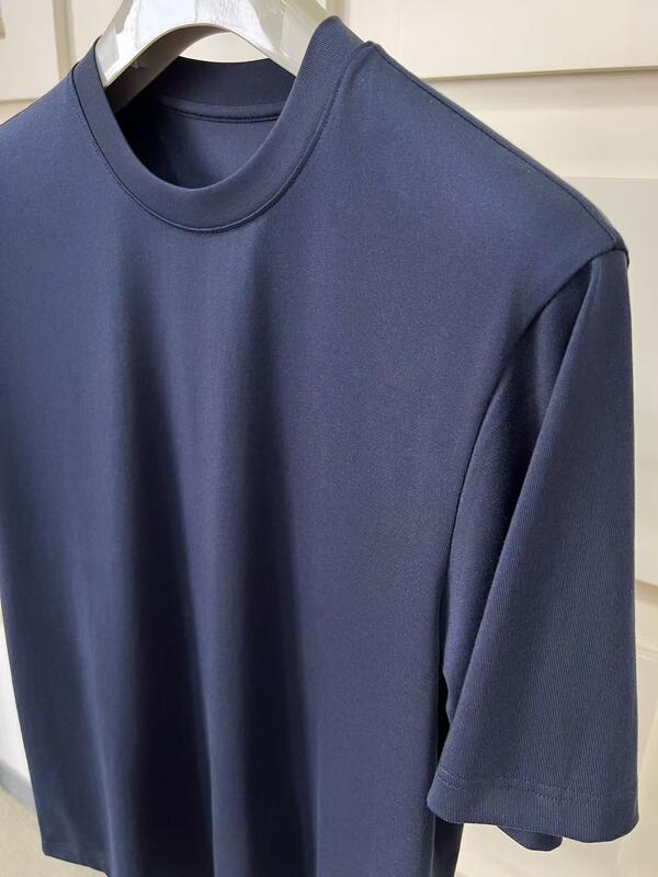 맞춤형 남성 루즈핏 반팔 상의 편안한 빈티지 스타일 심플 단색 캐주얼 웨어