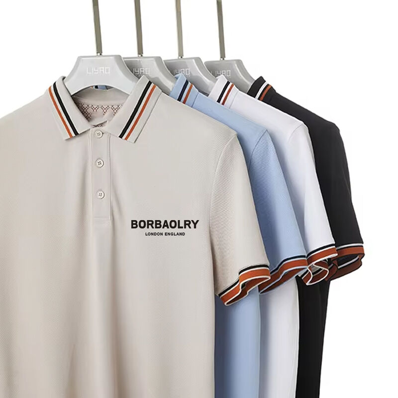 사용자 지정 로고 크기 직물 빠른 건조한 줄무늬 짧은袖 폴로 티셔츠 남성용 최신 디자인 인쇄