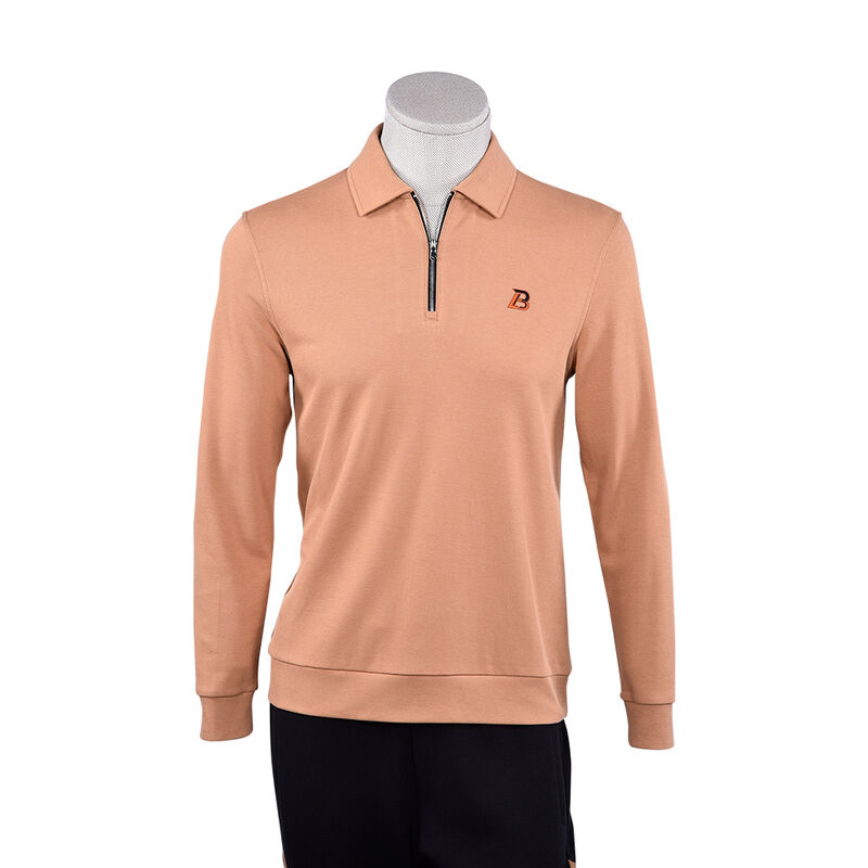 280그램 캐주얼 장袖 지퍼 업 컬러 폴로 남자 티셔츠