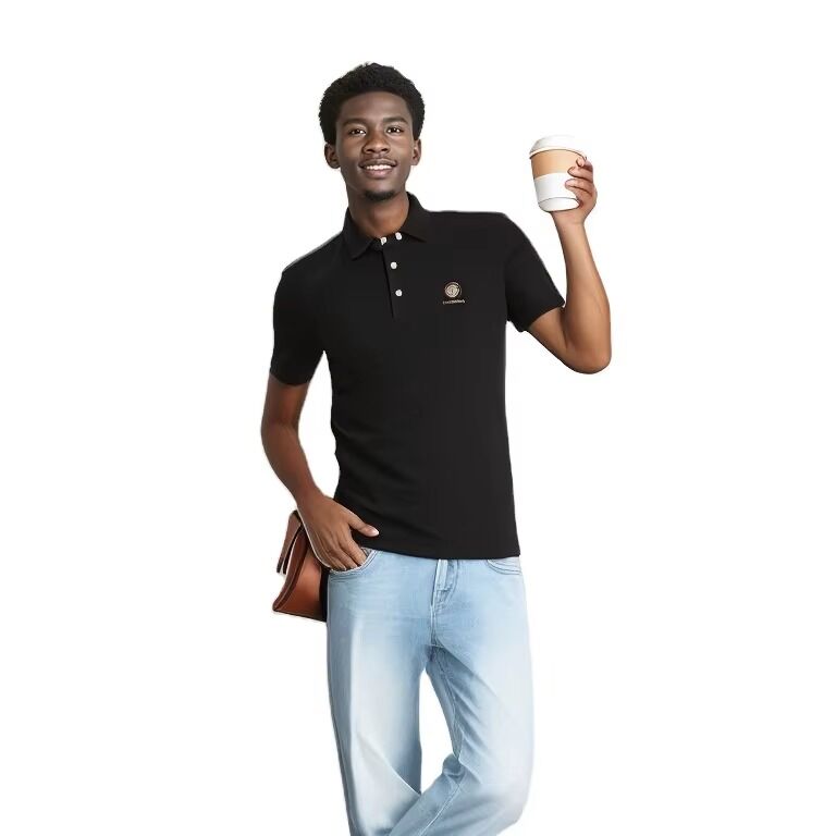 새로운 디자인 도매 맞춤형 속건성 통기성 면 블랙 남성 풀오버 폴로 티셔츠
