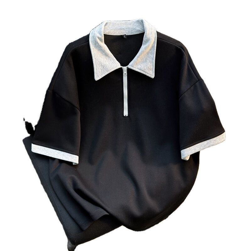 고품질 소매 남성 의류 크기가 큰 지퍼 셔츠 제조자 빈 남성 단袖 셔츠