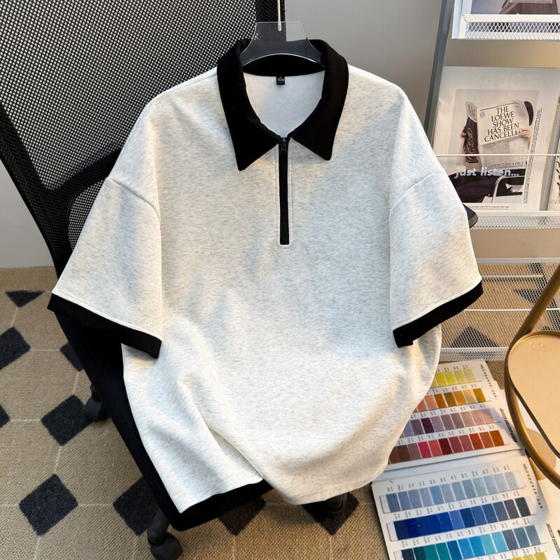 고품질 소매 남성 의류 크기가 큰 지퍼 셔츠 제조자 빈 남성 단袖 셔츠