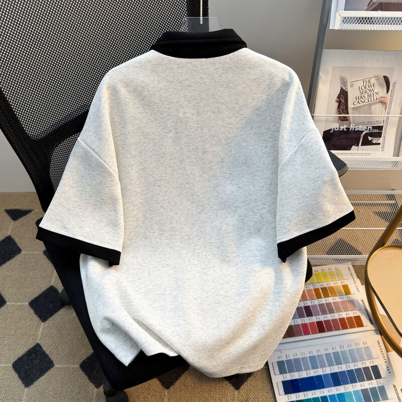 고품질 소매 남성 의류 크기가 큰 지퍼 셔츠 제조자 빈 남성 단袖 셔츠