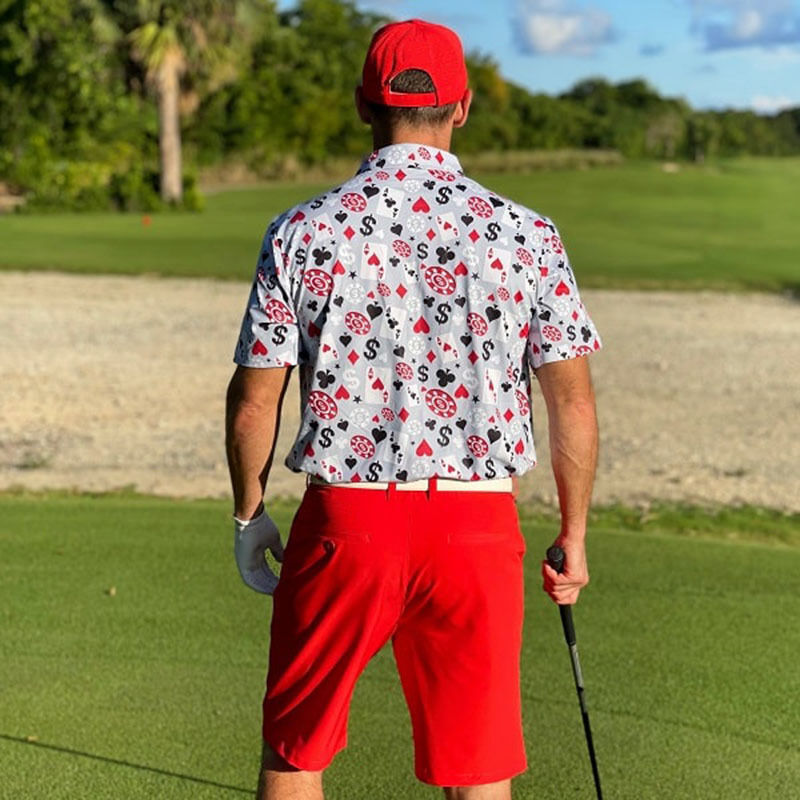 OEM 고품질 남성 포커 블랙잭 골프 반팔 4방 스트레치 경량 속건 골프 폴로 셔츠 맞춤 로고