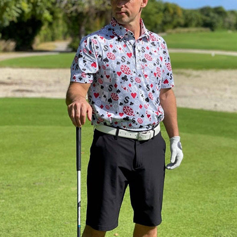 OEM 고품질 남성 포커 블랙잭 골프 반팔 4방 스트레치 경량 속건 골프 폴로 셔츠 맞춤 로고