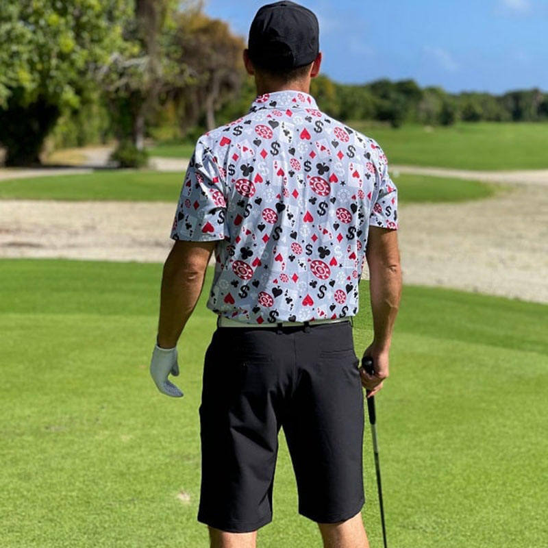 OEM 고품질 남성 포커 블랙잭 골프 반팔 4방 스트레치 경량 속건 골프 폴로 셔츠 맞춤 로고