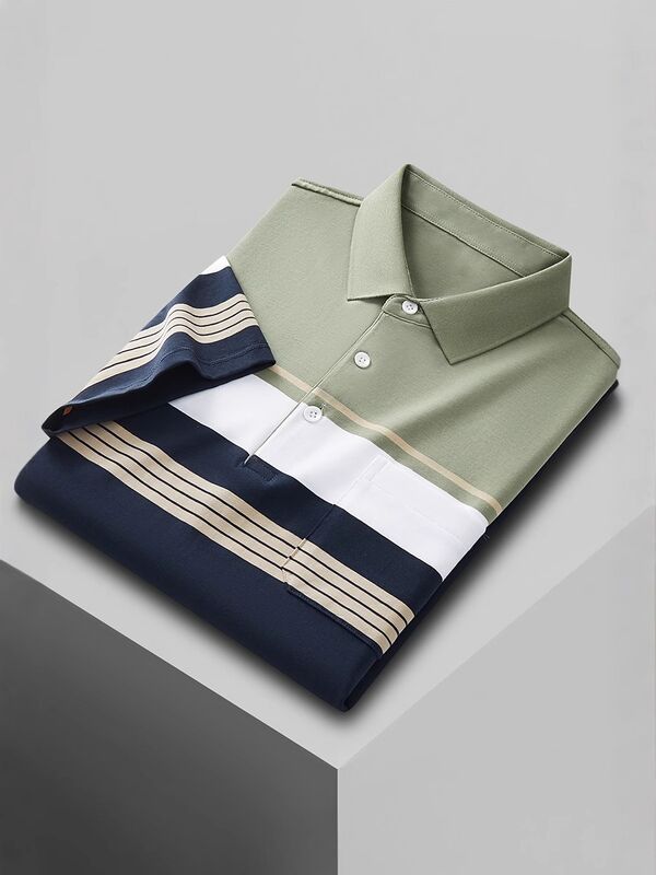 여름 반팔 비즈니스 폴로 셔츠 남성 티셔츠 얇은 라펠 비즈니스 캐주얼 트렌드