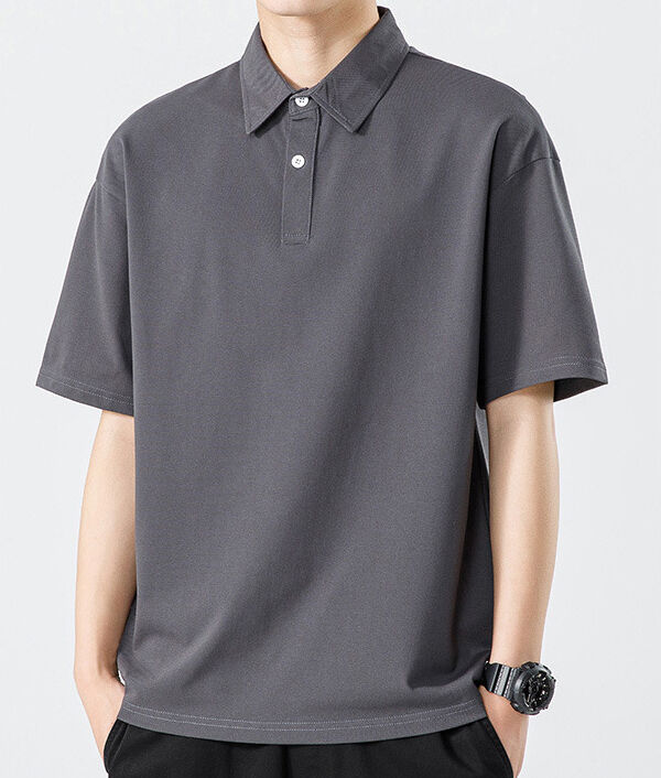 남성 홍콩 스타일 여름 중량 항균 쿨한 느낌 단단한 색상 간단한 폴로 셔츠 단장