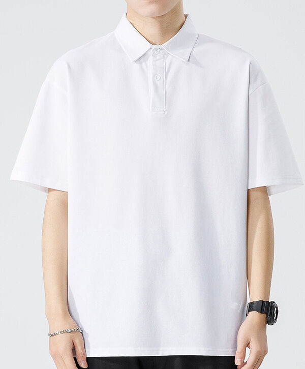 남성 홍콩 스타일 여름 중량 항균 쿨한 느낌 단단한 색상 간단한 폴로 셔츠 단장