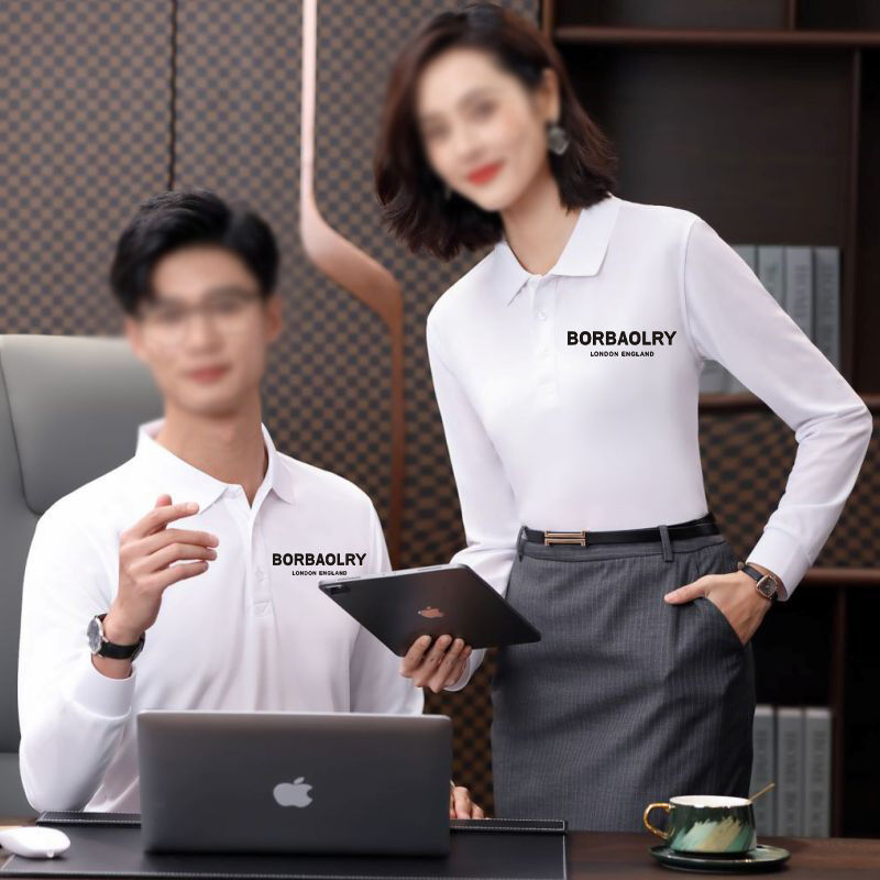 맞춤형 폴로 셔츠 장袖 인쇄 로고 수직 폴로 티셔츠 면공 빈 남성 장袖 폴로 셔츠
