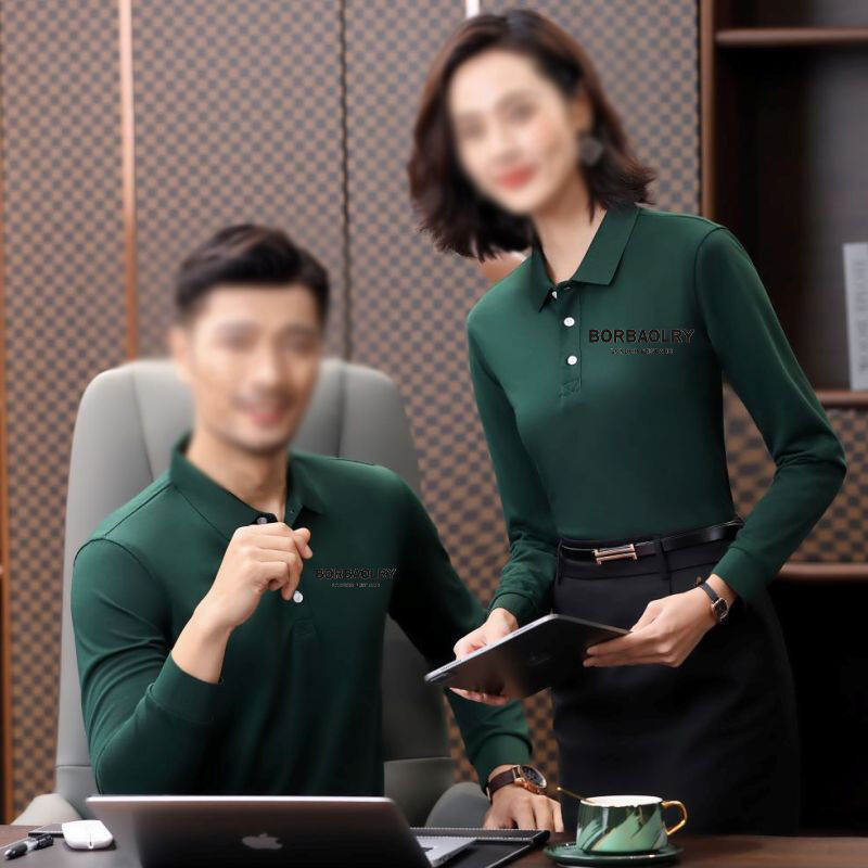 맞춤형 폴로 셔츠 장袖 인쇄 로고 수직 폴로 티셔츠 면공 빈 남성 장袖 폴로 셔츠