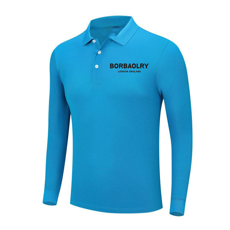 맞춤형 폴로 셔츠 장袖 인쇄 로고 수직 폴로 티셔츠 면공 빈 남성 장袖 폴로 셔츠