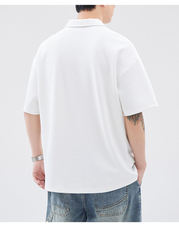 새로운 쿼터 컬러 라펠 짧은 장갑 폴로 셔츠 남성 캐주얼 알파벳 bordure 남성에 대한 면화 티셔츠