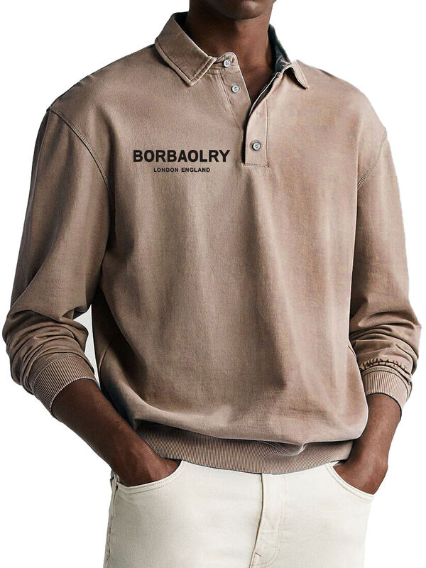 고품질 면 커스텀 로고 솔리드 니트 캐주얼 폴로 셔츠 도매 속건 스포츠 남성 긴팔 폴로 셔츠